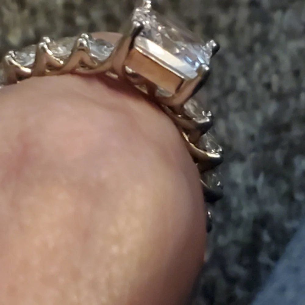 925 sterling silver princess cut diamond cz eternity ring